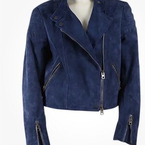 Coach Blue Suede Moto Jacket - Women- Great Condition